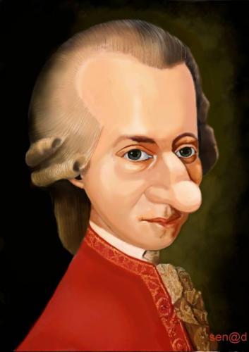 Cartoon: Wolfgang Amadeus Mozart (medium) by Senad tagged wolfgang,amadeus,mozart,senad,nadarevic,bosnia,bosna,karikatura