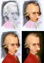 Cartoon: Mozart-drawing process (small) by Senad tagged wolfgang amadeus mozart senad nadarevic bosnia bosna karikatura