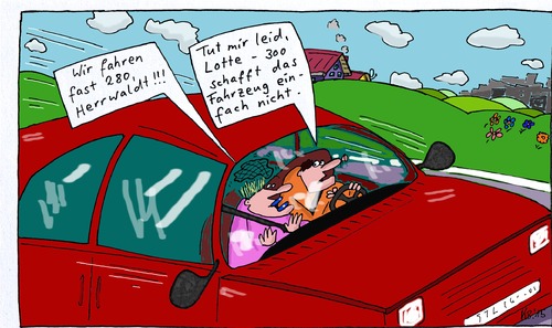 Cartoon: 280 (medium) by Leichnam tagged geschwindigkeit,raser,fahrzeug,automobil,straße,fahren,ehe,herrwaldt,lotte