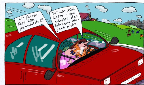 Cartoon: 280 (medium) by Leichnam tagged geschwindigkeit,raser,fahrzeug,automobil,straße,fahren,ehe,herrwaldt,lotte
