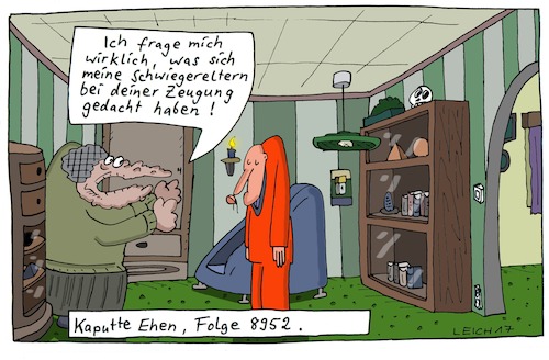 Cartoon: 8952 (medium) by Leichnam tagged 8952,kaputte,ehen,schwiegereltern,zeugung,vorwürfe,hinterfragen