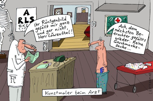 Cartoon: Ach ... (medium) by Leichnam tagged ach,röntgenbild,röntgenaufnahme,löwenthal,betrachter,geschmackssache,praxis,arzt,kunstmaler,künstler,leichnam,leichnamcartoon