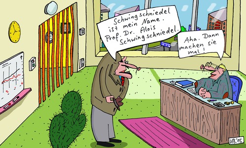 Cartoon: Aha (medium) by Leichnam tagged aha,büro,vorstellung,schwingschniedel,alois,doktor,professor,name,schreibtisch