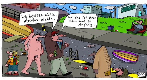 Cartoon: am alten Strom (medium) by Leichnam tagged am,alten,strom,herrengespräch,das,nichts,mittellos,nackt,anfang,positiv,denken