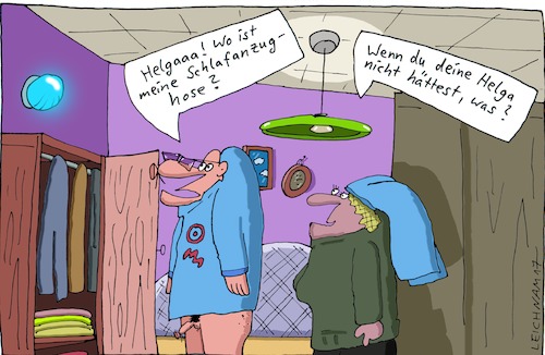 Cartoon: Am späten Abend (medium) by Leichnam tagged am,späten,abend,helga,schlafanzug,hose,pyjama,ehe,suche,leichnam,leichnamcartoon