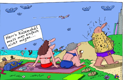 Cartoon: am Strand (medium) by Leichnam tagged strand,wasser,meer,herr,käsemohdl,hassen,schimmel,käse,vergammelt,stinkend,würmer,maden,leichnam,leichnamcartoon