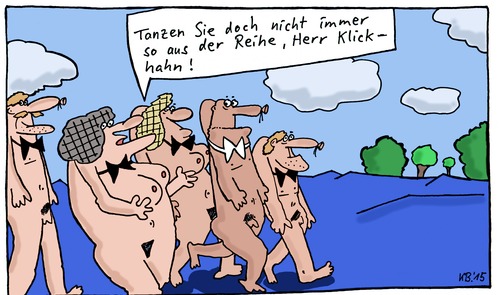 Cartoon: aus der Reihe (medium) by Leichnam tagged aus,der,reihe,vorwurf,klickhahn,spaziergang,nackt,halsschmuck