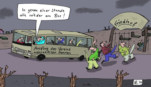 Cartoon: Ausflug (medium) by Leichnam tagged ausflug,nekro,friedhof,bus,verein,herren,ausfahrt