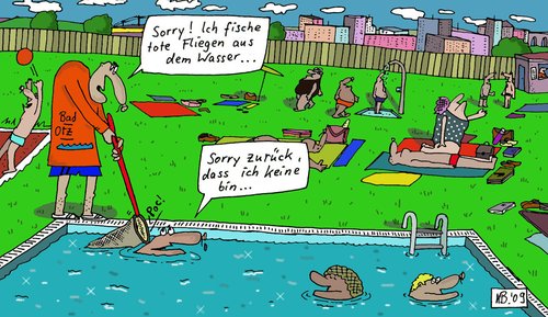 Cartoon: Bademeister (medium) by Leichnam tagged bademeister,freibad,fliege,fischen