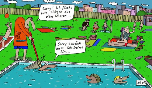 Cartoon: Bademeister (medium) by Leichnam tagged bademeister,freibad,fliege,fischen