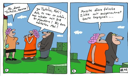 Cartoon: Begegnung (medium) by Leichnam tagged begegnung,schwatz,freundinnen,zicke,kati,hanna