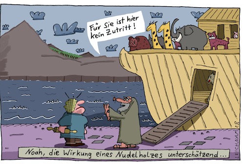 Cartoon: Biblisch (medium) by Leichnam tagged biblisch,wirkung,nudelholz,schabracke,kein,zutritt,arche,sintflut,bibel,leichnam,leichnamcartoon