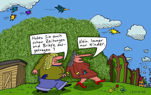 Cartoon: Briefe (medium) by Leichnam tagged briefe,zeitungen,post,austragen,briefträger,nein,kinder,geburten