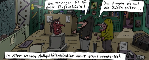 Cartoon: Büste (medium) by Leichnam tagged büste,teufel,statue,antiquitäten,im,alter,wunderlich,preis,verkauf,trödel,kram