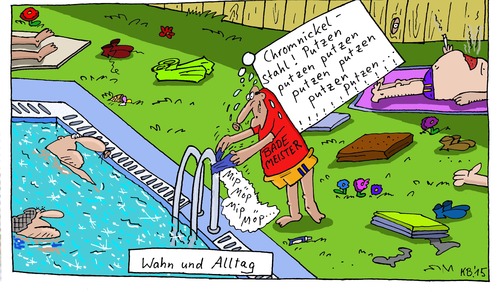 Cartoon: CNS (medium) by Leichnam tagged chromnickelstahl,putzen,bademeister,freibad,sommer,sonne,hitze,schwimmen,plantschen,wasser,kühle,freizeit,wahn,und,alltag
