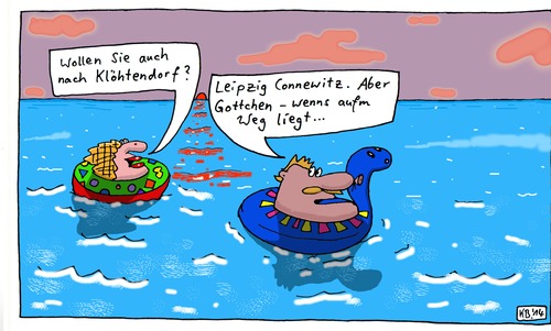 Cartoon: Dame und Herr (medium) by Leichnam tagged dame,und,herr,ozean,meer,wasser,weiter,weg,klöhtendorf,leipzig,connewitz,sommer,sonne,hitze,schwimmen,schwimmhilfe,auf,dem,gottchen,gemeinsam