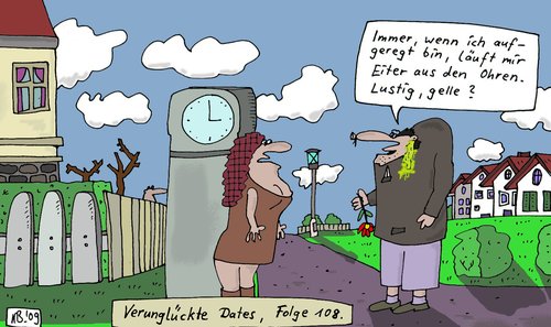 Cartoon: Date (medium) by Leichnam tagged date,eiter,ohren,aufgeregt,treffen,verunglückt,lustig