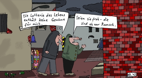 Cartoon: Depri (medium) by Leichnam tagged depri,traurigkeit,lotterie,gewinne,ramsch,aufklärung,leben,dasein