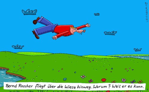 Cartoon: Der Bernd (medium) by Leichnam tagged bernd,roscher,fliegen,wiese,können,leichnam,leichnamcartoon