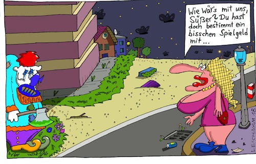Cartoon: Der Süße (medium) by Leichnam tagged süßer,prostitution,horrorclown,bezahlung,leichnam,leichnamcartoon