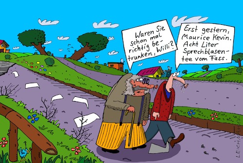 Cartoon: Der Weg (medium) by Leichnam tagged der,weg,betrunken,besoffen,willi,maurice,kevin,erst,gestern,blasentee,sprechblasen,vom,fass,acht,liter,leichnam,leichnamcartoon