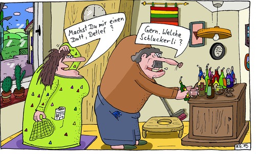 Cartoon: Detlef (medium) by Leichnam tagged detlef,dutt,haare,frisur,ehe,gern,schluckerli,alkohol,hausbar,mixer