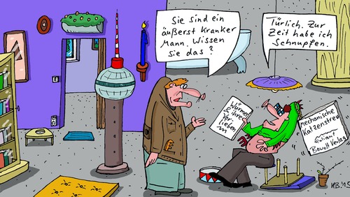 Cartoon: deutlich werden (medium) by Leichnam tagged deutlich,werden,krank,schnupfen,irr,wirr,bücherwurm,leseratte