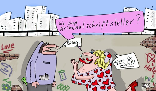 Cartoon: Die Anschmachtung (medium) by Leichnam tagged anschmachtung,leichnam,richtig,kriminalschriftsteller,autor,liebe,herzen,tod,töten,sterben,anhimmeln,anbeten