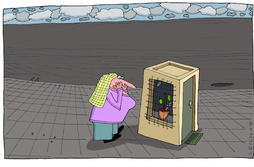 Cartoon: Die Frau (medium) by Leichnam tagged die,frau,betonwüste,pflanze