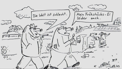 Cartoon: die Welt (medium) by Leichnam tagged welt,schlecht,frühstücksei,pragmatisch,speise,mürrisch,grießgram