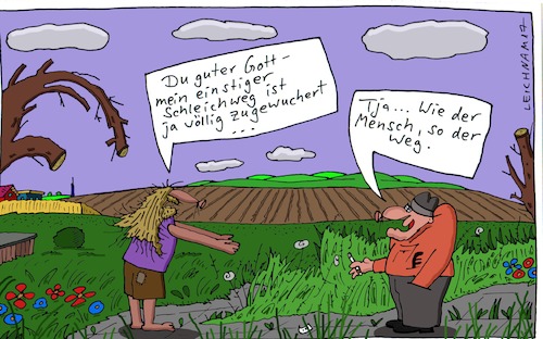 Cartoon: Du guter Gott (medium) by Leichnam tagged du,guter,gott,schleichweg,zugewuchert,leichnam,leichnamcartoon,bart,matte,gestrüpp,unkraut