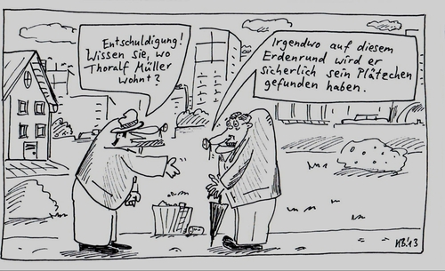 Cartoon: Entschuldigung! (medium) by Leichnam tagged entschuldigung,thoralf,müller,nachfrage,erdenrund,plätchen,fundort,frage,antwort