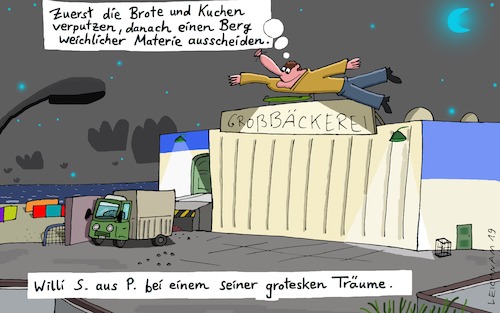 Cartoon: Er ist oben! (medium) by Leichnam tagged oben,traum,großbäckerei,fliegen,brote,kuchen,ausscheidung,berg,materie,leichnam,leichnamcartoon