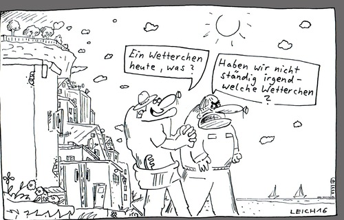 Cartoon: erfreut (medium) by Leichnam tagged erfreut,wetterchen,sonne,wölkchen,landschaft,belanglosigkeit,small,talk