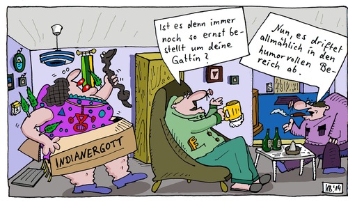 Cartoon: ernst (medium) by Leichnam tagged ernst,indianer,gattin,gott,allmählich,abdriften,humorvoll,spaßig,durchgeknallt