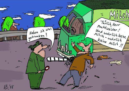Cartoon: Ernste Fragestellung (medium) by Leichnam tagged frage,kelle,polizei,alkohol,lkw,straße,erwischt