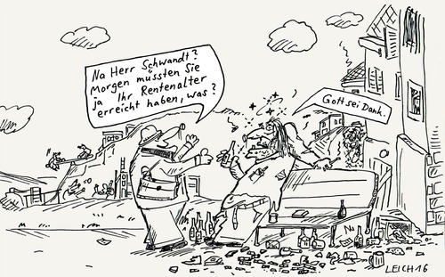 Cartoon: erreicht (medium) by Leichnam tagged erreicht,rentenalter,säufer,parkbank,schwandt,asozial,gott,sei,dank,sich,gehen,lassen,morgen,freizeit