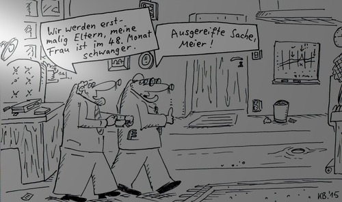 Cartoon: erstmalig (medium) by Leichnam tagged erstmalig,eltern,schwanger,meine,frau,ausgereift,kind,geburt,vorfreude,meier