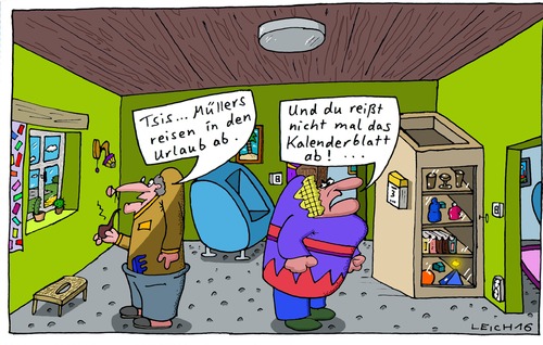 Cartoon: Familie Müller (medium) by Leichnam tagged familie,müller,abreise,urlaub,kalenderblatt,abreißen,tsis,ehe,verärgerung,beobachtung