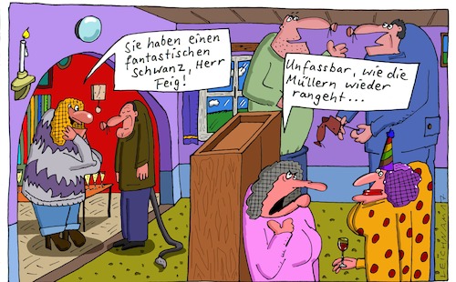 Cartoon: Festlichkeit (medium) by Leichnam tagged festlichkeit,fantastisch,schwanz,herr,feig,unfassbar,müller,rangehen,verkleidung,kostüm,leichnam,leichnamcartoon