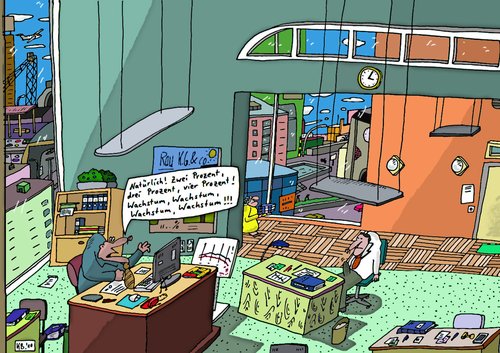 Cartoon: Firma (medium) by Leichnam tagged firma,chef,boss,untergebener,rangniederer,wachstum,leichnam,großstadt,unternehmen,aktien,gewinne,profit
