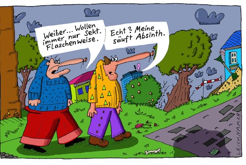Cartoon: Flüssigkeiten (medium) by Leichnam tagged flüssigkeiten,weiber,flaschenweise,saufen,absinth,leichnam,leichnamcartoon