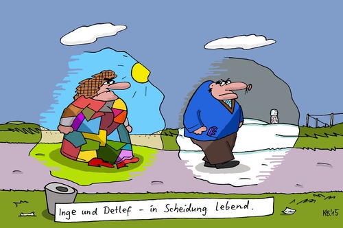 Cartoon: Frau und Mann (medium) by Leichnam tagged frau,und,mann,scheidung,ehe,zorn,wut,hass,auseinander,sommer,winter,inge,detlef