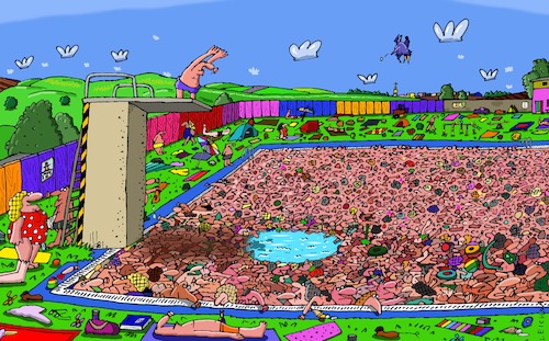Cartoon: Freibadfreude (medium) by Leichnam tagged springer,urlaub,freibad,freibadfreude,sprungturm,springen,sommer,sonne,freizeit,hitze,leichnam,leichnamcartoon,wasser,abkühlung,schwimmbad,liegewiese,spaß,schwimmen