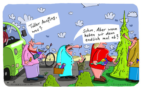 Cartoon: Fünf Leute (medium) by Leichnam tagged leute,fünf,ausflug,abheben,gemeinschaft,leichnam,leichnamcartoon