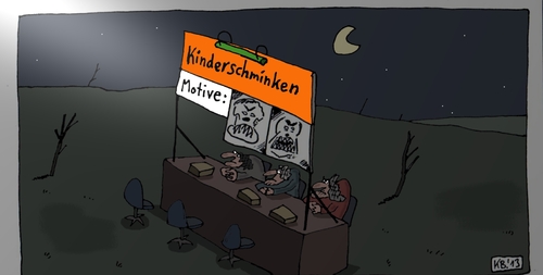 Cartoon: Für die Kleinen (medium) by Leichnam tagged für,die,kleinen,kinderschminken,motive,grauen,horror,nacht,nebel,unwirtlich,öde,karg,düster