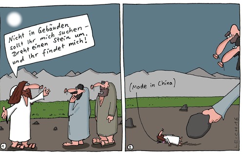 Cartoon: ganz einfach (medium) by Leichnam tagged ganz,einfach,stein,jesus,drehen,lehre,finden,suchen,püppchen,puppu,spielzeug,made,in,china