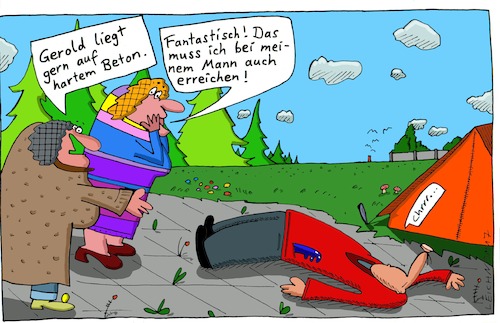 Cartoon: Gerold (medium) by Leichnam tagged gerold,liegen,harter,boden,beton,ehe,gatte,freundinnen,wunsch,leichnam,leichnamcartoon,camping,zelt