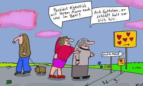Cartoon: Gespräch (medium) by Leichnam tagged gespräch,damen,freundinnen,schlafen,im,bett,mann,gatte,intime,frage,erotik,knisternd
