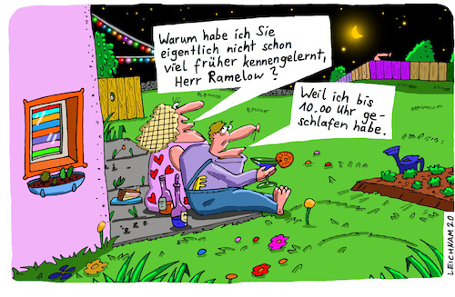 Cartoon: Gießkanne (medium) by Leichnam tagged gießkanne,beet,salat,leichnam,leichnamcartoon,früher,ramelow,kennenlernen,warum,date,liebe,verliebt,vorgarten,langschläfer